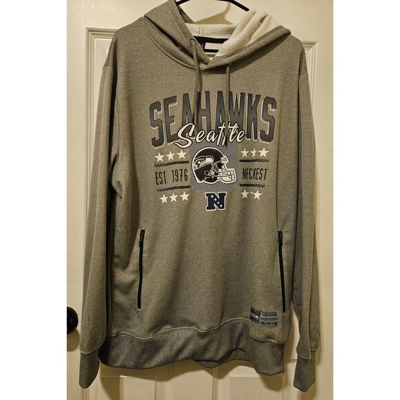 Seattle Seahawks Large Hoodie Grey With Zip Pockets Super Soft - Picture 1 of 5